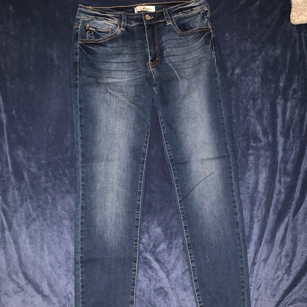 BLUE LOW/MID RISE SKINNY JEANS
